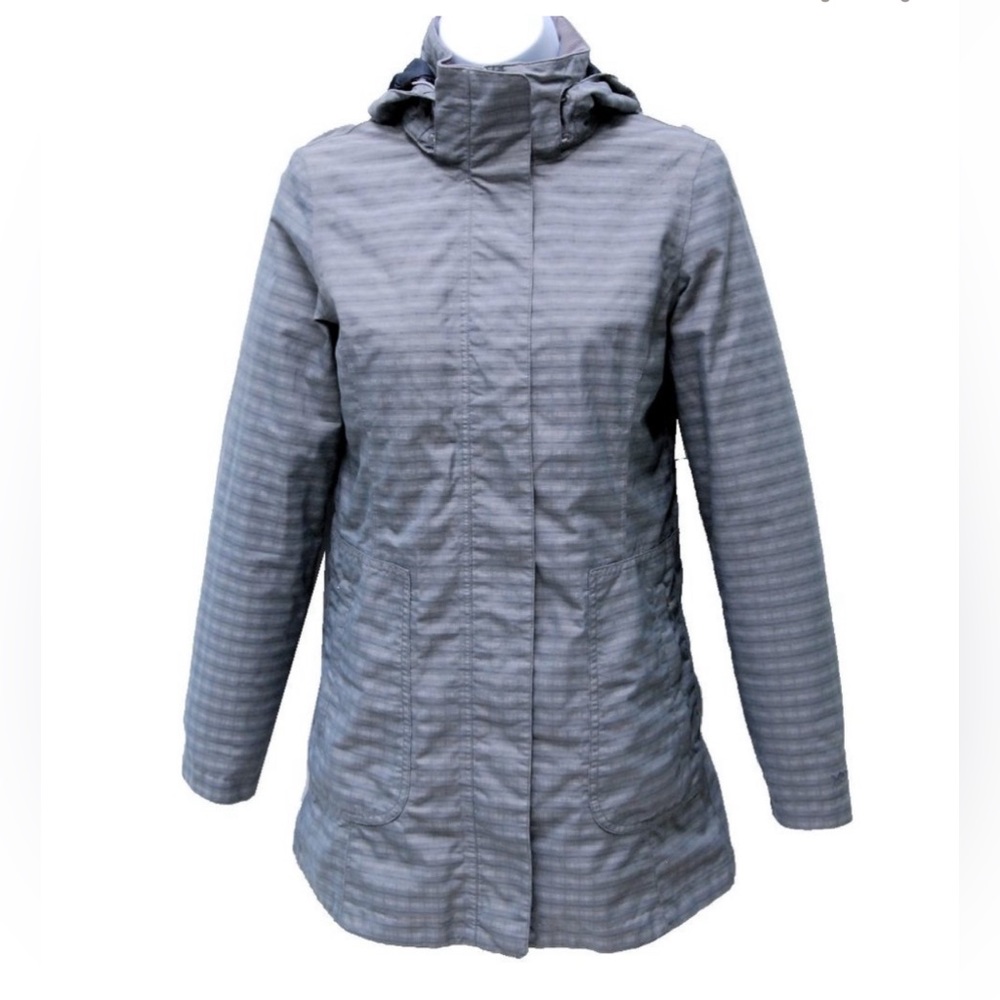 Marmot Womens Membrain Waterproof Hooded Full Zip Long Plaid Jacket, Gray XS - Picture 10 of 10